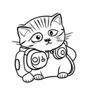 Cute cat in a backpack with a big head tattoo design idea