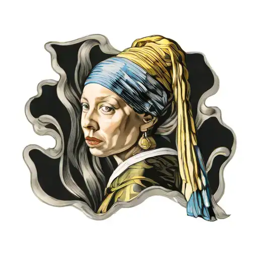 girl with a pearl earring without details tattoo design idea