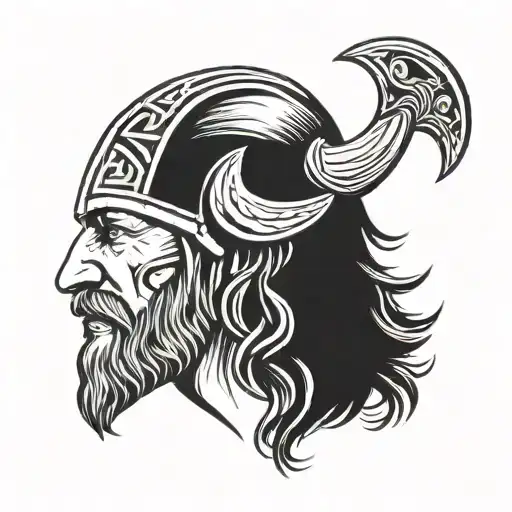 Viking head tattoo design idea