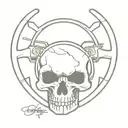 car skull steering wheel tattoo design idea