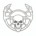car skull steering wheel tattoo design idea