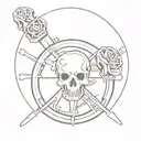 car skull steering wheel tattoo design idea