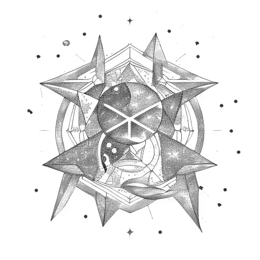 Leo constellation star sign with half moon tattoo design idea