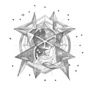 Leo constellation star sign with half moon tattoo design idea