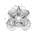 Leo constellation star sign with half moon tattoo design idea