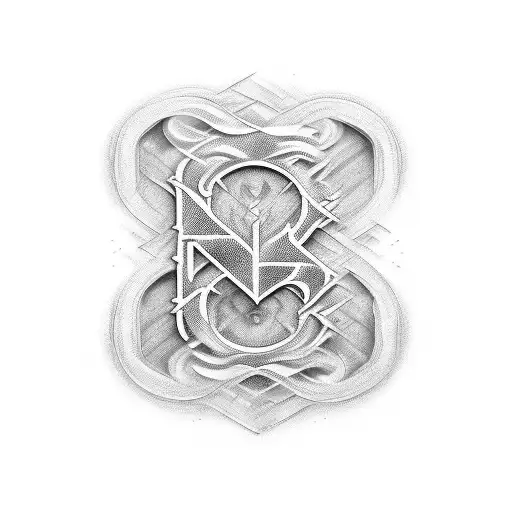 An intricate design of cleaning tools forming the shape of the letter 'D' tattoo design idea