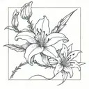 Lily flower and barbed wire tattoo design idea