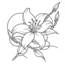 Lily flower and barbed wire tattoo design idea