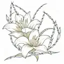 Lily flower and barbed wire tattoo design idea