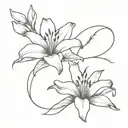 Lily flower and barbed wire tattoo design idea