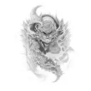 Satoru Gojo lined art work tattoo design idea