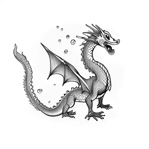 Dragon hugging a duck tattoo design idea