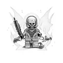 scary lego figure tattoo design idea