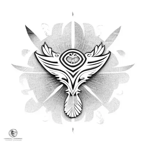 Polynesian tribal eagle head with feathers tattoo design idea