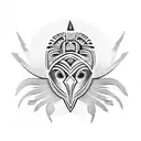 Polynesian tribal eagle head with feathers tattoo design idea