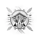 Polynesian tribal eagle head with feathers tattoo design idea
