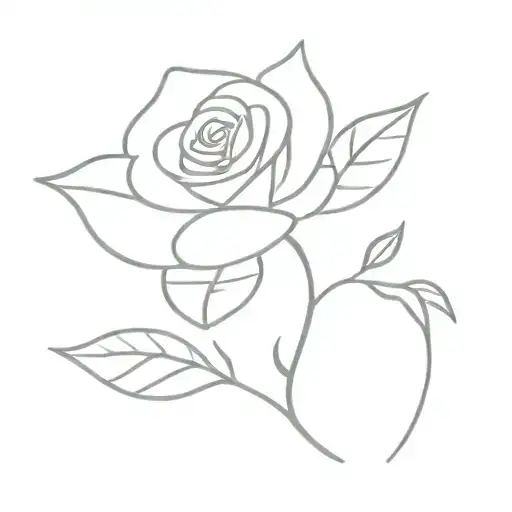 rose growing trees with leafs tattoo design idea