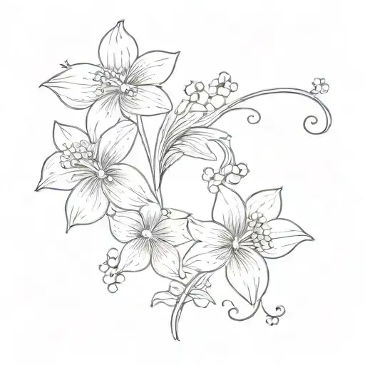 3  forget me not flowers arc tattoo design idea