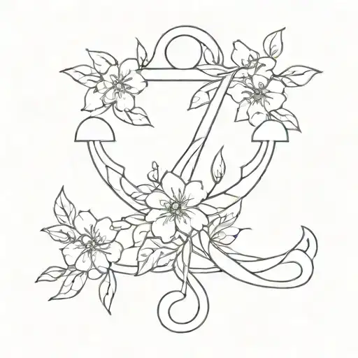 forget me not flowers anchor intertwined tattoo design idea