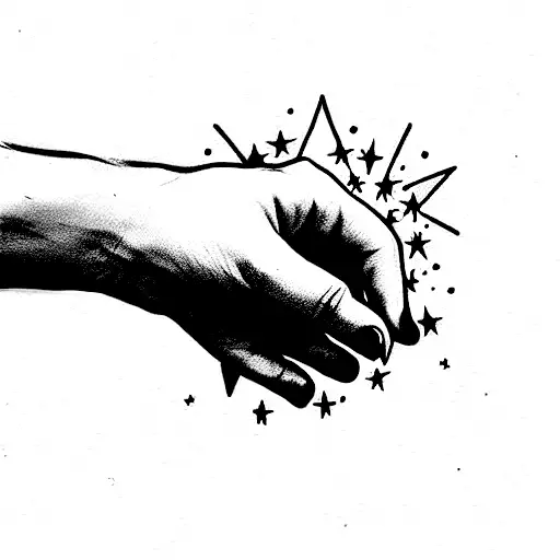 a hand almost touching a star which is bleeding  tattoo design idea