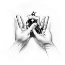a hand almost touching a star which is bleeding  tattoo design idea