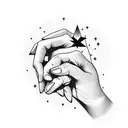 a hand almost touching a star which is bleeding  tattoo design idea