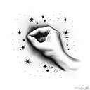 a hand almost touching a star which is bleeding  tattoo design idea
