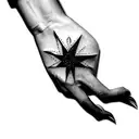a hand almost touching a star which is bleeding  tattoo design idea
