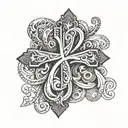 Combine a stylized infinity symbol with a cross and a script of Colossians 3:2 in a bold blackwork design tattoo design idea