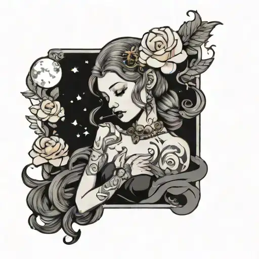moon lesbian tattoo design idea