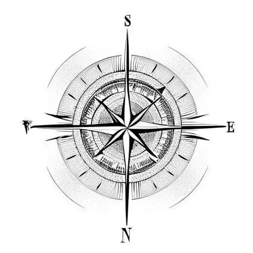 basic compass design, no letters, no circular frame, just the middle star, symmetrical  tattoo design idea