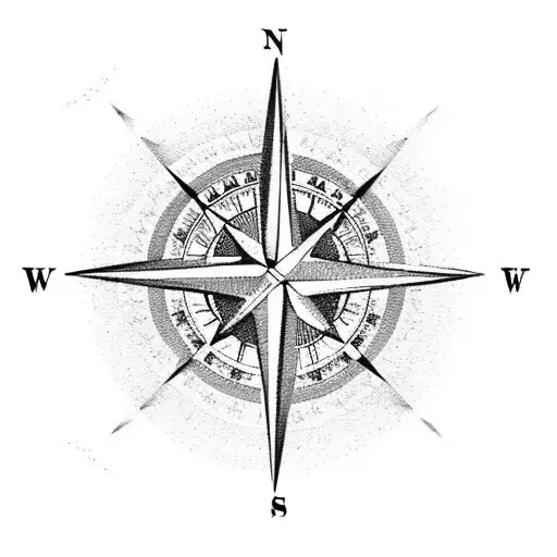 very basic compass design, without the NESW letter around the outside, without the circular frame, just the middle star tattoo design idea