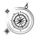 basic compass design, no letters, no circular frame, just the middle star, symmetrical  tattoo design idea