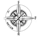 basic compass design, no letters, no circular frame, just the middle star, symmetrical  tattoo design idea