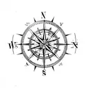 basic compass design, no letters, no circular frame, just the middle star, symmetrical  tattoo design idea