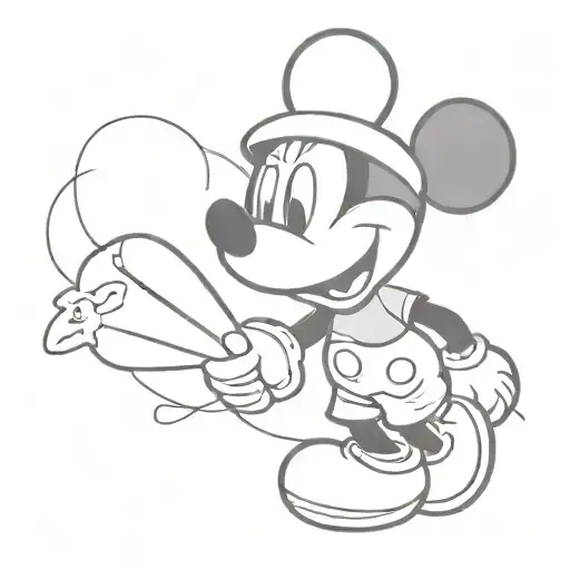 Mickey mouse holding bag with withe powder , in second plan is eagle tattoo design idea