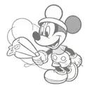 Mickey mouse holding bag with withe powder , in second plan is eagle tattoo design idea
