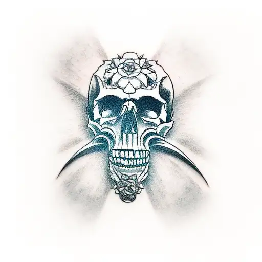 skull pistons red eye tattoo design idea