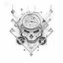 the numer 2008 with a font sorounded by clouds  tattoo design idea