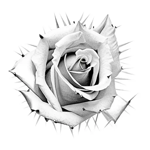 a rose surrounded by spikes tattoo design idea