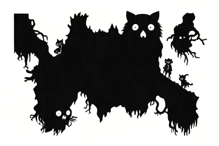 Fallen tree with kodamas from princess mononoke tree spirits tattoo design idea