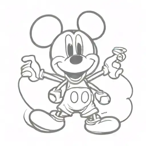 Mickey mouse sketched outline tattoo design idea
