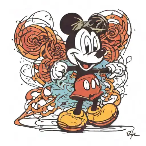 draw me Mickey Mouse as though it sketched for use as a tattoo  tattoo design idea