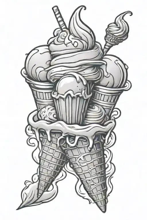 BIG TITTIES AND ICE CREAM  tattoo design idea