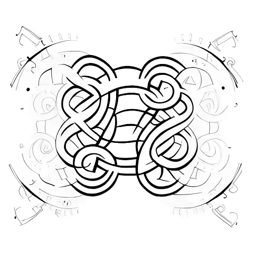 A minimalist tattoo of a football with musical notes incorporated into the design tattoo design idea