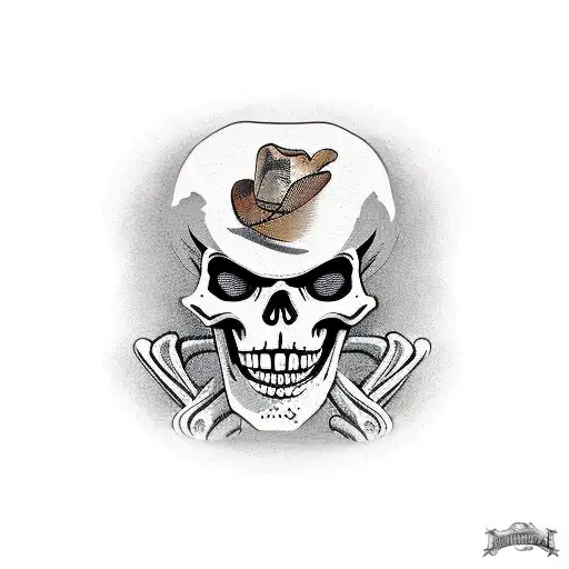 Skeleton Cowboy bar fight tattoo design idea