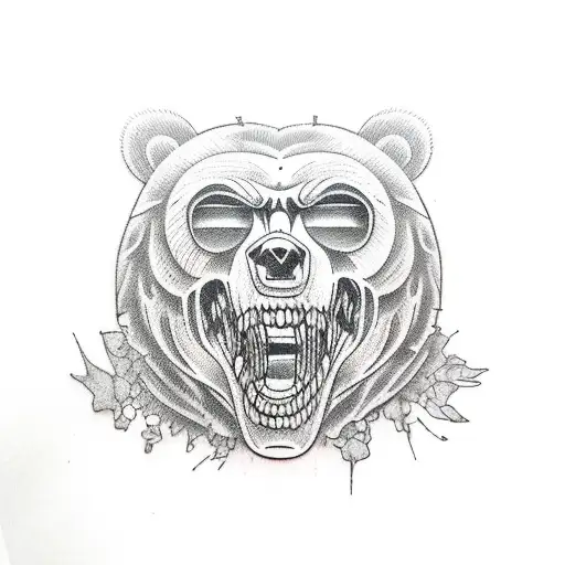 zombie bear tattoo design idea