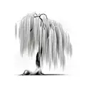 weeping willow tree with roots in a circle minimalistic simple tattoo design idea