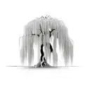 weeping willow tree with roots in a circle minimalistic simple tattoo design idea