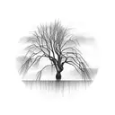 weeping willow tree with roots in a circle minimalistic simple tattoo design idea